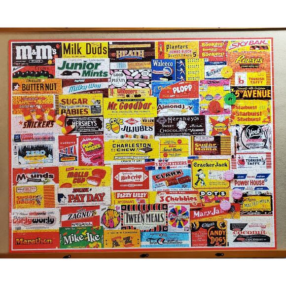 White Mountain Vintage Candy Wrappers 1000 Piece Puzzle 862C 24inx30in Pre-Owned - Picture 3 of 8
